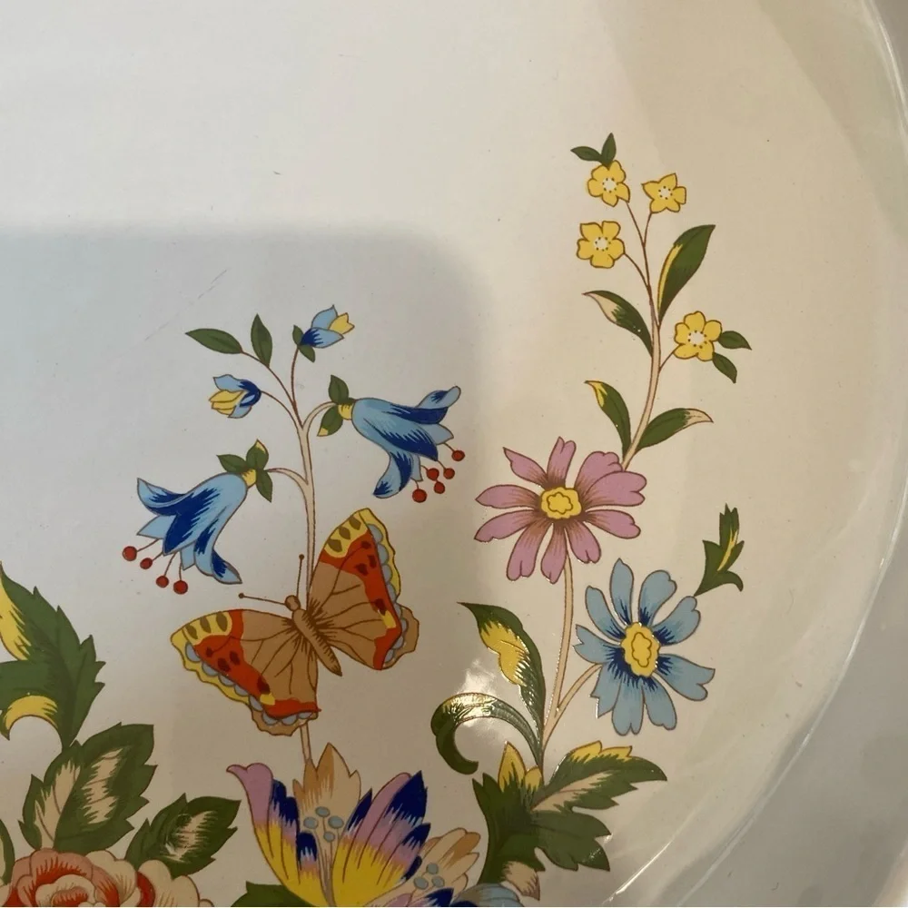 Porcelain Baking/ Pie Dish Aynsley 1775 Made In England Flowers Butterflies 25cm